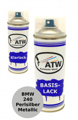 Autolack für BMW 240 Perlsilber Metallic+400ml Klarlack Set